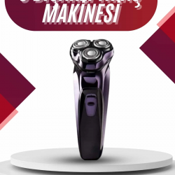 Mey İthalat® 3 Bıçaklı Döner Başlıklı Sakal Sıfır Alma Tıraş Makinesi Profesyonel Paslanmaz Çelik