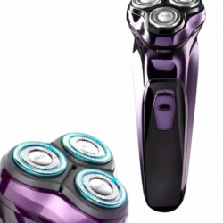 Mey İthalat® 3 Bıçaklı Döner Başlıklı Sakal Sıfır Alma Tıraş Makinesi Profesyonel Paslanmaz Çelik