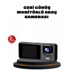 Mey İthalat® 3 Kameralı Araç DVR 1080P Ön + HD Arka + İç Kamera Döngü Kayıt 2’’ Ekran