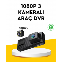 Mey İthalat® 3 Kameralı Araç İçi DVR Kayıt Cihazı  Ön İç Arka Kamera Full HD