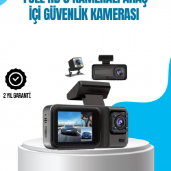 Mey İthalat® 3 Kameralı Araç İçi Kayıt Cihazı 1080P Full HD Gece Görüşlü ve Wi-Fi Bağlantılı