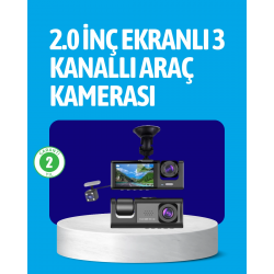 Mey İthalat® 3 Kameralı Araç İçi Kayıt Cihazı  Suya ve Toza Dayanıklı Tasarım