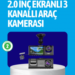 Mey İthalat® 3 Kameralı Araç İçi Kayıt Cihazı  Suya ve Toza Dayanıklı Tasarım