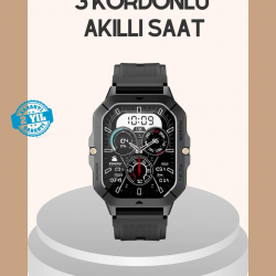 Mey İthalat® 3 Kordonlu Akıllı Saat Uzun Pil Süreli