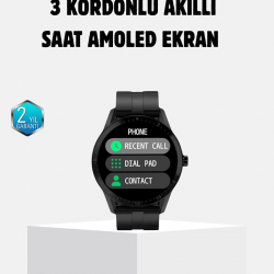 Mey İthalat® 3 Kordonlu AMOLED Akıllı Saat – Sağlık Takipli