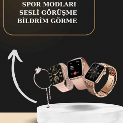 Mey İthalat® 3 Kordonlu Pembe Amoled Ekran Akıllı Saat ve Yeni Nesil Pro Kablosuz Bluetooth Kulaklık ANC/ENC