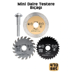 Mey İthalat® 3'lü Mini Daire Testere Bıçağı Seti - HSS, TCT ve Elmas Kesici Disk