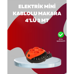 Mey İthalat® 3 Metre Kablolu 4’lü Kırmızı Priz Makara