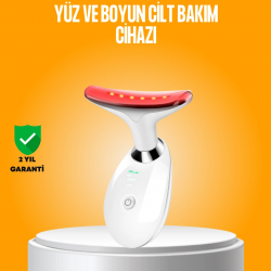 Mey İthalat® 3 Modlu Boyun ve Yüz Bakım Cihazı – EMS, Temizleme, Sıcak Masaj ve Renkli Işık Terapi Özellikli