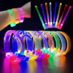 Mey İthalat® 3 Modlu Pilli LED Işıklı Esnek Parti Bilekliği Mavi