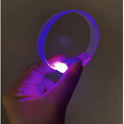 Mey İthalat® 3 Modlu Pilli LED Işıklı Esnek Parti Bilekliği Mor