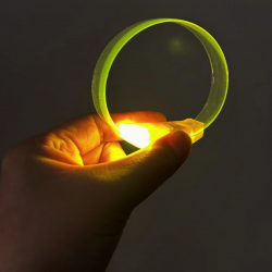 Mey İthalat® 3 Modlu Pilli LED Işıklı Esnek Parti Bilekliği Sarı