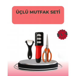 Mey İthalat® 3 Parçalı Çok Fonksiyonlu Mutfak Makas Seti – Paslanmaz Çelik, Ergonomik Tasarım