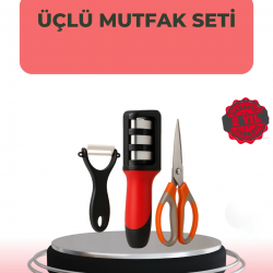 Mey İthalat® 3 Parçalı Çok Fonksiyonlu Mutfak Makas Seti – Paslanmaz Çelik, Ergonomik Tasarım