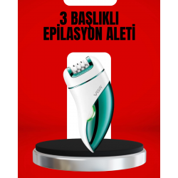 Mey İthalat® 3'ü 1 Arada Epilatör Su Geçirmez Metal Başlıklı LED Işıklı 90 Dakika Şarjlı