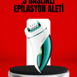Mey İthalat® 3'ü 1 Arada Epilatör Su Geçirmez Metal Başlıklı LED Işıklı 90 Dakika Şarjlı