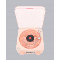 Mey İthalat® 3-ü-1 Gece Işığı Bluetooth Hoparlör ve Dijital Saat Vintage Plak Çalar Tasarımlı