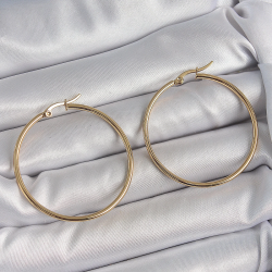 Mey İthalat® 316 Çelik Gold Renk 43 mm Halka Model Kadın Küpe