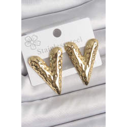 Mey İthalat® 316 Çelik Gold Renk İşlemeli Kalp Model Kadın Küpe