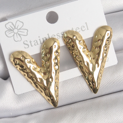 Mey İthalat® 316 Çelik Gold Renk İşlemeli Kalp Model Kadın Küpe