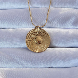 Mey İthalat® 316L Altın Renk İşlemeli Göz Kolye