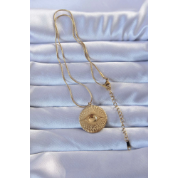 Mey İthalat® 316L Altın Renk İşlemeli Göz Kolye