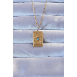 Mey İthalat® 316L Altın Renk İşlemeli Nazarlı Göz Model Vintage Kolye