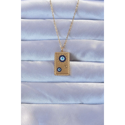 Mey İthalat® 316L Altın Renk İşlemeli Nazarlı Vintage Kolye