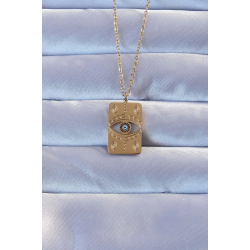 Mey İthalat® 316L Altın Renk İşlemeli Nazarlı Vintage Kolye