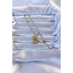 Mey İthalat® 316L Altın Renk İşlemeli Nazarlı Vintage Kolye