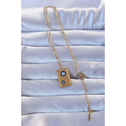 Mey İthalat® 316L Altın Renk İşlemeli Nazarlı Vintage Kolye