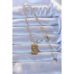 Mey İthalat® 316L Altın Renk İşlemeli Yonca Model Vintage Kolye