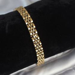 Mey İthalat® 316L Çelik 7 mm Kalınlıkta Gold Renkli Erkek Bileklik