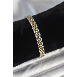 Mey İthalat® 316L Çelik 7 mm Kalınlıkta Gold ve Gümüş Renkli Erkek Bileklik