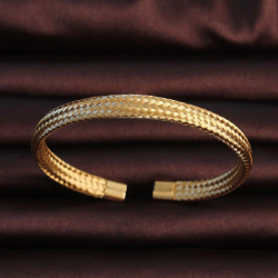 Mey İthalat® 316L Çelik Altın Renk Hasır Görünüm Erkek Bileklik