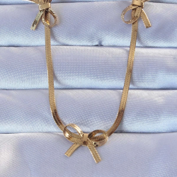 Mey İthalat® 316L Çelik Altın Renk İtalyan Zincirli Fiyonk Kolye