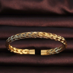 Mey İthalat® 316L Çelik Altın Renk Kalın Yassı Örgü Model Erkek Bileklik