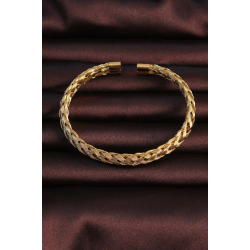 Mey İthalat® 316L Çelik Altın Renk Kalın Yassı Örgü Model Erkek Bileklik