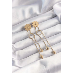 Mey İthalat® 316L Çelik Altın Renk Sallantılı Düğüm Model Papatya Küpe