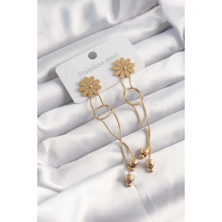 Mey İthalat® 316L Çelik Altın Renk Sallantılı Düğüm Model Papatya Küpe