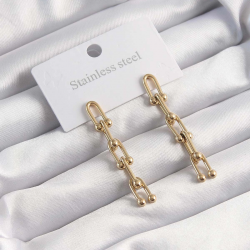 Mey İthalat® 316L Çelik Altın Renk Sallantılı Model Küpe