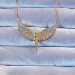 Mey İthalat® 316L Çelik Altın Renk Zirkon Taşlı Mikail Kolye