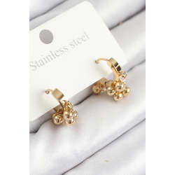Mey İthalat® 316L Çelik Boncuklu Halka Model Gold Renk Kadın Küpe