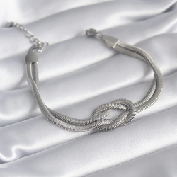 Mey İthalat® 316L Çelik Çelik Gold Renk İtalyan Zincir Düğüm Model Kadın Bileklik