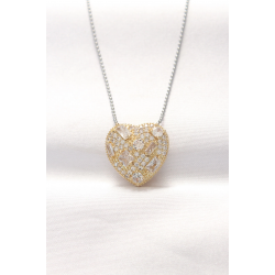 Mey İthalat® 316L Çelik Çift Renk Zirkon Taşlı Kalp Kolye