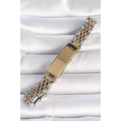 Mey İthalat® 316L Çelik Gold Gümüş Renk Kalın Zincir Künye Model Erkek Bileklik