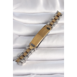 Mey İthalat® 316L Çelik Gold Gümüş Renk Zincir Künye Model Erkek Bileklik