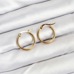 Mey İthalat® 316L Çelik Gold Renk 15 mm Halka Kadın Küpe