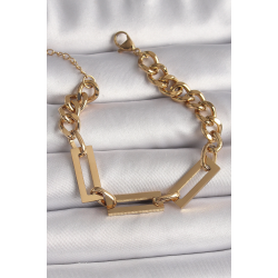 Mey İthalat® 316L Çelik Gold Renk 2'Li Zincir Model Kadın Bileklik