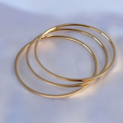 Mey İthalat® 316L Çelik Gold Renk 3'lü Ajda Model Kadın 60 mm Bilezik